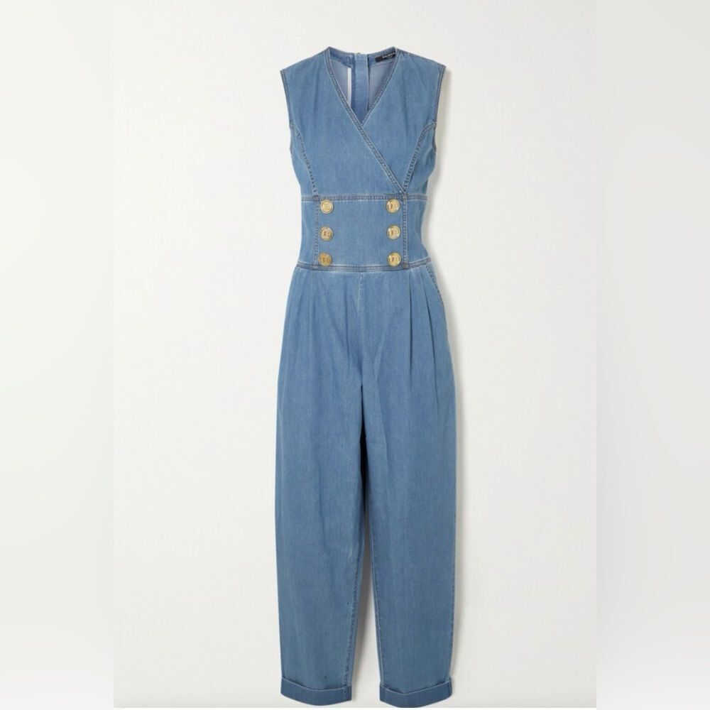 Balmain button embellished sediment jumpsuit, S